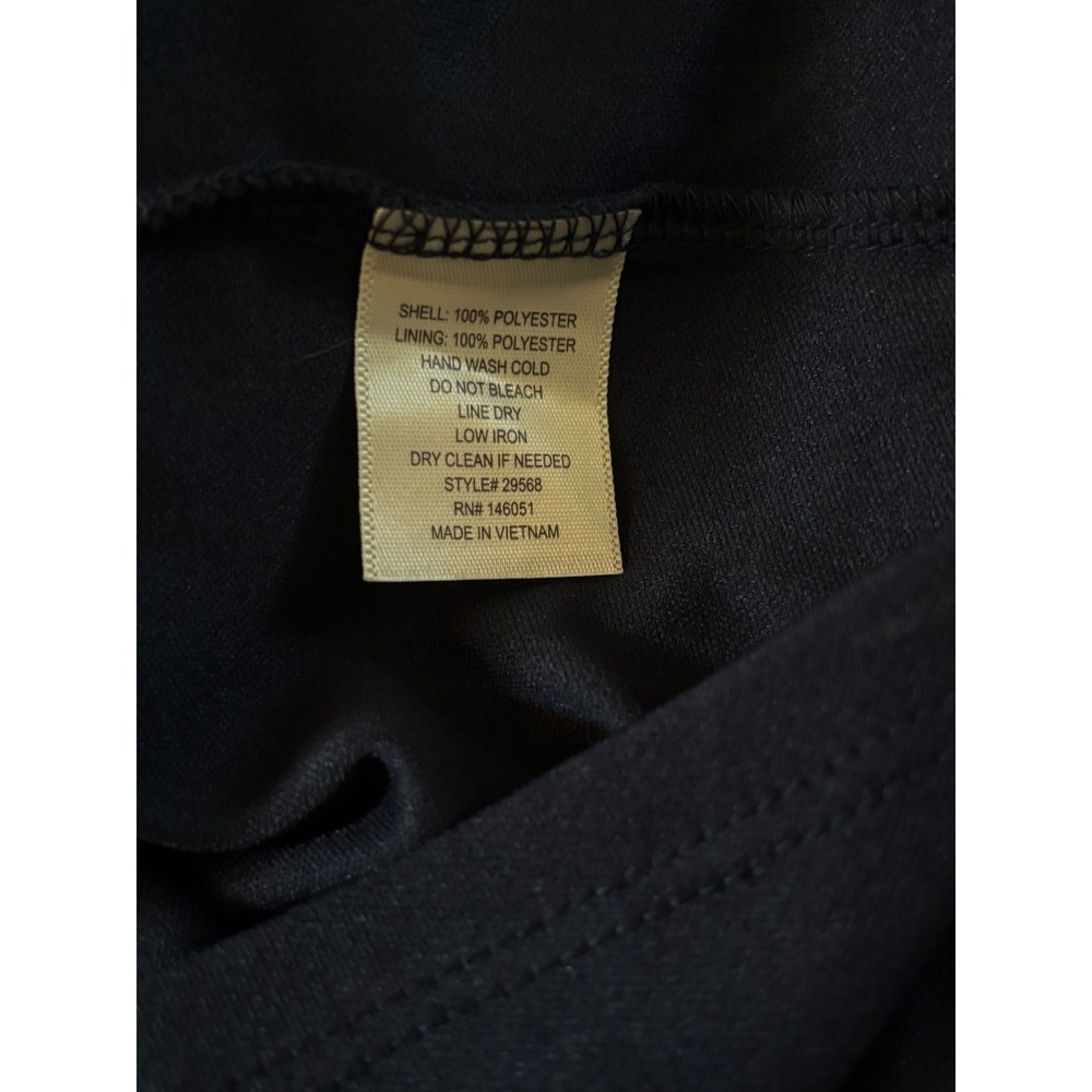 NWT Monteau Navy Blue Chiffon Tunic Blouse Medium Ruffle Neck Sheer - Picture 3 of 11